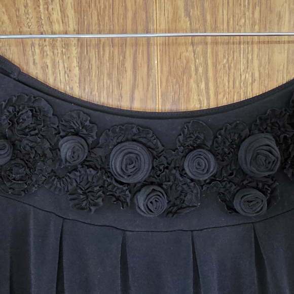 Vintage Black Stretch Floral Rosette Top Y2K Bohemian Style Size S - Picture 4 of 8